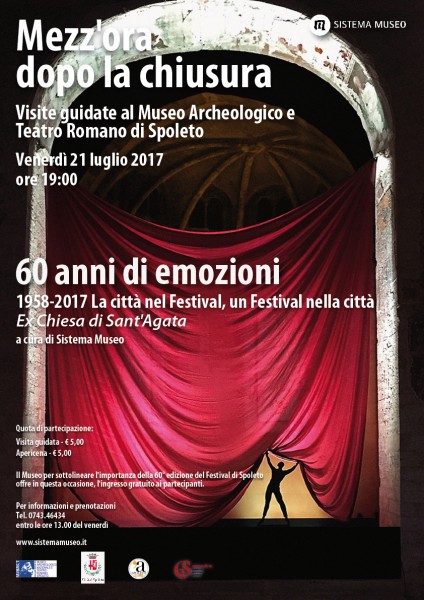 <!--:it-->Mezz'ora dopo la chiusura - 60 ANNI DI EMOZIONI<!--:--><!--:en-->Mezz'ora dopo la chiusura - 60 YEARS OF EMOTIONS<!--:--> @ Ex Chiesa di Sant'Agata | Spoleto | Umbria | Italia