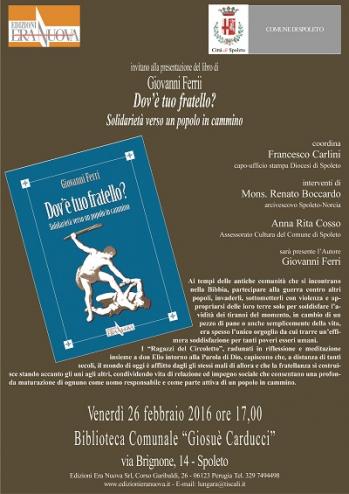<!--:it-->Presentazione libro "Dov'è tuo fratello?" di Giovanni Ferri<!--:--> @ Biblioteca Comunale G. Carducci | Spoleto | Umbria | Italia