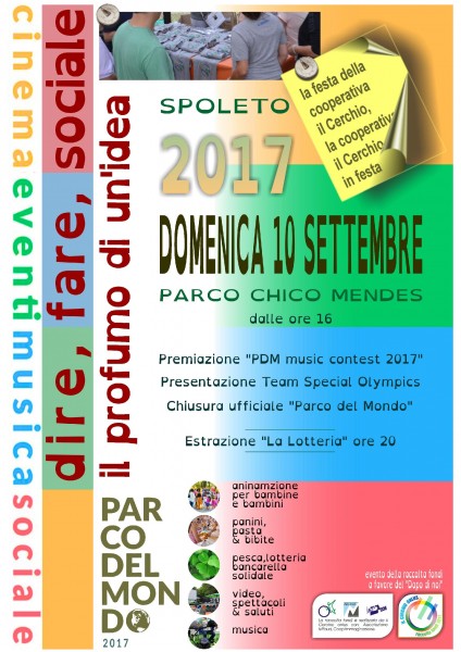 <!--:it-->Dire, fare, sociale. Il profumo di un’idea - Festa della Cooperativa Il Cerchio<!--:--> @ Parco Chico Mendes | Spoleto | Umbria | Italia