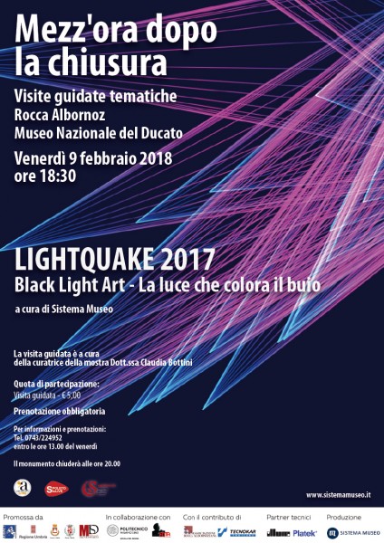 <!--:it-->Mezz'ora dopo la chiusura - Visita guidata alla mostra LightQuake2017<!--:--><!--:en-->Mezz'ora dopo la chiusura - Guided visit to the LightQuake2017 Exhibition<!--:--> @ Rocca Albornoz - Museo Nazionale del Ducato | Spoleto | Umbria | Italia