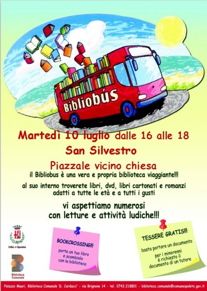 <!--:it-->Il BIBLIOBUS fa tappa a San Silvestro<!--:--> @ San Silvestro - Piazzale vicino alla chiesa | San Silvestro | Umbria | Italia