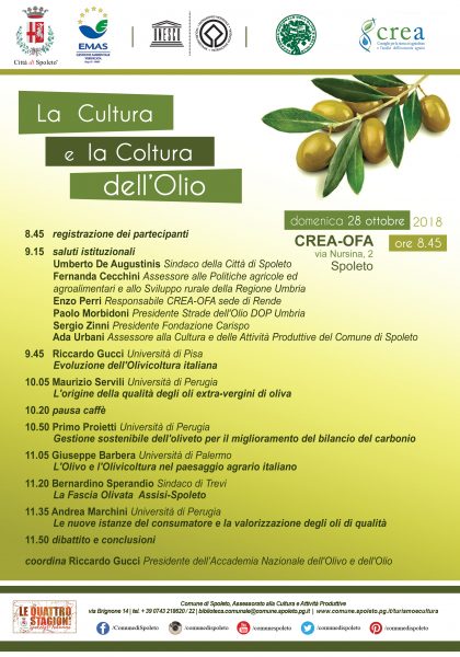<!--:it-->La Cultura e la Coltura dell'Olio - Convegno <!--:--> @ Istituto Sperimentale per l'Olivicoltura CREA_OFA | Spoleto | Umbria | Italia