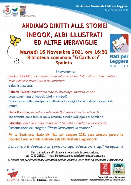 <!--:it-->SETTIMANA NAZIONALE NATI PER LEGGERE | Andiamo diritti alle storie! Inbook, albi illustrati ed altre meraviglie<!--:--> @ Palazzo Mauri