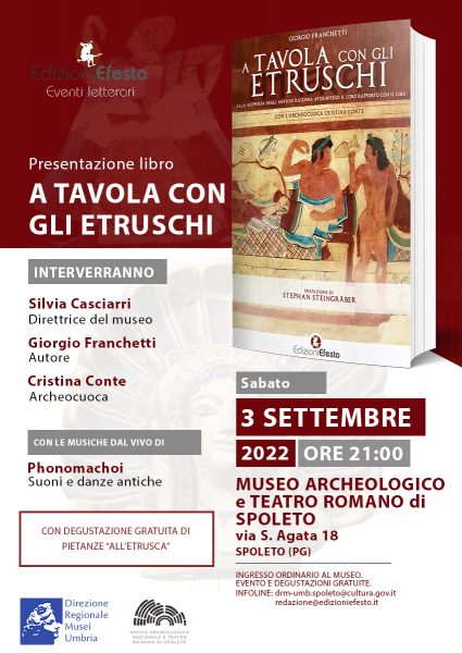 <!--:it-->Presentazione libro | A TAVOLA CON GLI ETRUSCHI<!--:--> @ Teatro Romano di Spoleto