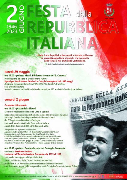 <!--:it-->2 GIUGNO 1946-2023. FESTA DELLA REPUBBLICA ITALIANA<!--:--> @ Spoleto