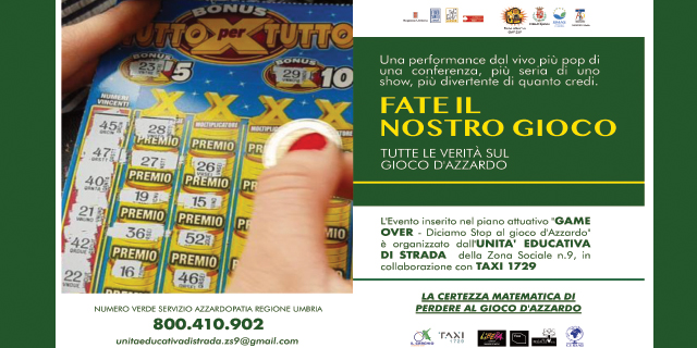 <!--:it-->Fate il nostro gioco – tutte le verità sul gioco d’azzardo | Conferenza-spettacolo<!--:--> @ Sala Frau